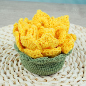 <span class=keywords><strong>Pot</strong></span> d'hortensia au crochet fait main - Bouquet de fleurs artificielles bleues, décoration d'intérieur, cadeau pour petite amie, maman - Product Image 3