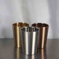 Gobelet en acier inoxydable 250 ml à paroi simple, or, argent, or rose, réutilisable, pour bière, café, pour la maison, le bar, les fêtes