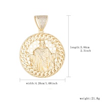 Pendentif Jésus minimaliste plaqué or 14K, étanche, en laiton, bijoux hip-hop religieux, chaîne cubaine micro-pavée pour homme