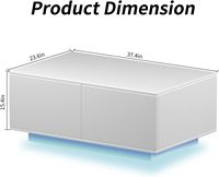 Table basse blanche moderne à 4 tiroirs haute brillance avec lumière LED RGB réglable pour meubles de salon