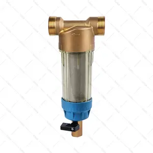 50 Micron Flushable Prefilter,Filtration WSP50, 1" MNPT + 3/4" FNPT, Brass,spin down water filter