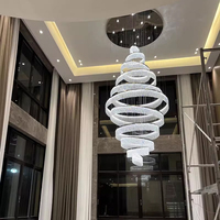 Lustre LED en cristal de luxe à intensité variable pour décoration intérieure nordique, hall d'hôtel, escalier duplex, villa