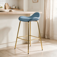 Tabouret de bar tissé de luxe léger avec coussin de selle, sans dossier, pieds en métal, hauteur fixe, pour bar domestique et îlot de cuisine