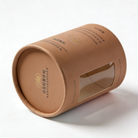 Boîte cylindrique en papier personnalisée de luxe avec fenêtre de présentation, tube en carton rond robuste pour l'emballage du thé et des bougies