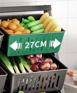 Étagère de rangement de <span class=keywords><strong>cuisine</strong></span> <span class=keywords><strong>avec</strong></span> panier triangulaire amovible, design incliné pour <span class=keywords><strong>un</strong></span> rangement facile des fruits, légumes et articles divers - Product Image 3