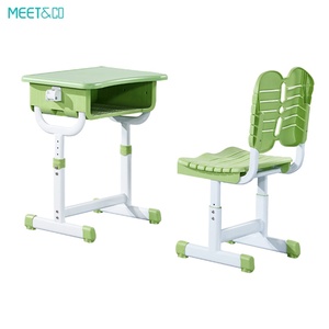 Adjustable Height Modern Design Wood Student <b>Desk</b> and Chair with Storage Drawer for Kids' <b>Study</b> in School Workshop or Hall - Product Image 3