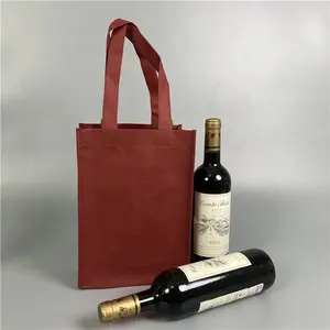 促销便携式葡萄酒无纺布手提袋带标志沙滩葡萄酒啤酒袋女士可重复使用的酒袋