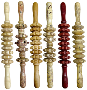 筋肉痛緩和木製マッサージローラーリンパ排水セルライト除去マッサージャースティック - Product Image 1