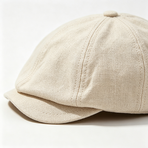 Casquette Gavroche et Gatsby en Lin pour Femme, Logo Personnalisé, Vintage, 8 Panneaux, Visière Courte Souple, Style Baker Boy, pour l'Extérieur et Tenue Décontractée Estivale, Vente en Gros - Product Image 3