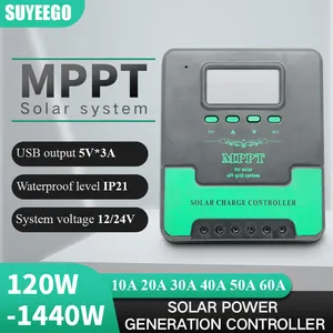 Controlador de carga solar MPPT, regulador de panel solar fuera de la red, 12V 24V 48V 1020203030A 40A