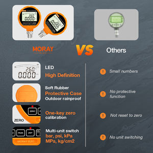 مقياس ضغط الوقود الرقمي موراي ME461P للهواء والسوائل والزيت والماء بضغط 600 بار مع مانومتر للوقود السائل والغاز - Product Image 4