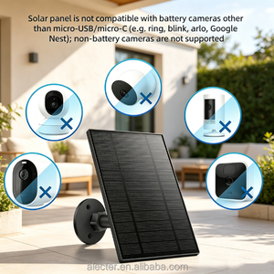 Panel Solar para Cámara de Seguridad de 5W, Micro USB y USB-C, Resistente al Agua IP65, 360 °   Soporte con cable de 9.8 pies, negro, 1 paquete - Product Image 4