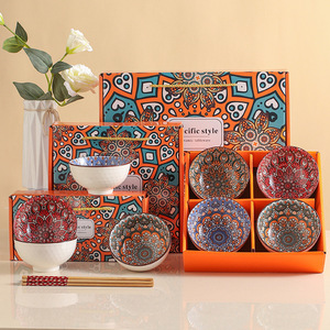 Bohemian Porcelain <b>Dinnerware</b> <b>Set</b> with Chopsticks Blue and White Leak-Proof Custom Logo for Wedding Event Gifts - Product Image 6