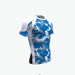 Vente en gros de qualité supérieure avec logo personnalisé Chemises de fitness natation pour hommes Vêtements de sport à manches courtes imprimés Rash Guard Polyester pour adultes