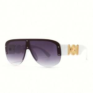 Lunettes de soleil vintage surdimensionnées avec logo personnalisé, nouvelle collection, pour hommes et femmes, monture large, protection UV400, modèle monobloc - Product Image 2