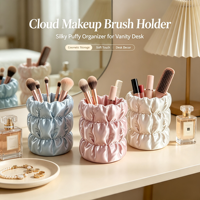 Support à pinceaux de maquillage en forme de nuage, organisateur cosmétique en satin soyeux et moelleux, rangement de bureau pour pinceaux, rouges à lèvres et stylos