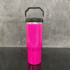 Colors <b>Pink</b> Neon Orange Green Yellow Blank Sublimation 30Oz Tumbler Water <b>Bottle</b> With Handle Electric - Product Image 3