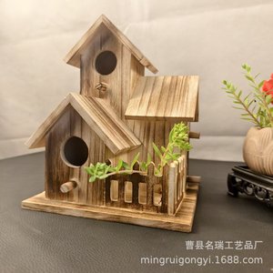 Wooden Bird House Pine Outdoor Hanging Feeder Durable Rectangle Shape For <b>Gardens</b> Offices And More - Product Image 5