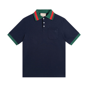 Camisetas Polo de Diseño para <span class=keywords><strong>Hombre</strong></span>, con Logotipo Personalizado de Lujo, Corte Ajustado, Rayas, Cinta Decorativa, Manga Corta, Clásicas - Product Image 2