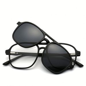 Lunettes de soleil polarisées carrées UV400 5-en-1 à clip magnétique pour hommes et femmes, idéales pour la conduite - Vente en gros - Product Image 5