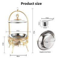 Réchaud de buffet de luxe en acier inoxydable 8L avec dentelle dorée, idéal pour restaurant en libre-service