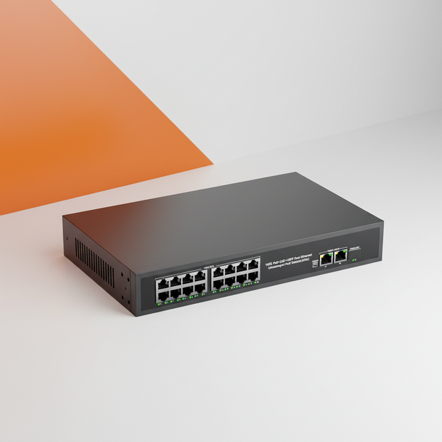 9.2Gbps Capacity 18 Port PoE Ethernet Switch with Gigabit Uplink SFP Metal Fanless Unmanaged VLAN Support IP Camera