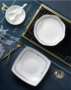 50-Piece Europe Style Fine Bone China <b>Dinnerware</b> Set for Wedding Banquets-Scenic Pattern Durable Stocked Dishwasher Safe - Product Image 4