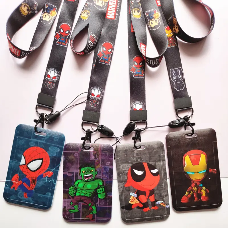 Custom Lanyards Id Card Badge Holder Neck Strap Printed Logo Polyester Anime Hero Spiderman Lanyard Popular