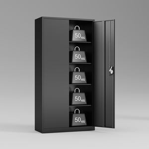 <span class=keywords><strong>Armoire</strong></span> <span class=keywords><strong>à</strong></span> dossiers en acier verrouillable pour documents de bureau avec serrure <span class=keywords><strong>à</strong></span> clé et étagères réglables - Product Image 3