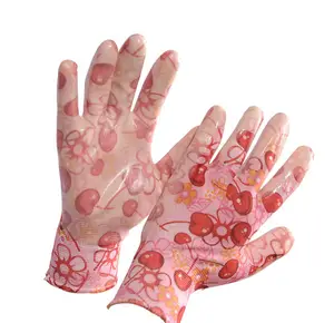 Guantes de jardín personalizados con estampado de flores, guantes de trabajo recubiertos de nitrilo