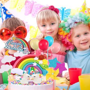 Décorations de <span class=keywords><strong>gâteau</strong></span> <span class=keywords><strong>Licorne</strong></span> : Ensemble de 5 boules décoratives arc-en-ciel pour gâteaux d'anniversaire et chapeaux d'anniversaire - Product Image 4