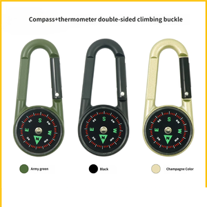 Outdoor Wasserdichter ABS-Zinklegierung Doppelseitiger Karabiner-Kompass mit Zeiger-Thermometer Schnellaufhängung Laserbedruckbar für Werbung - Product Image 1