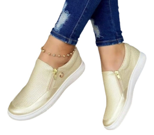 Chaussures <span class=keywords><strong>de</strong></span> marche compensées pour femmes 2026, style plateforme, couleur unie, semelle épaisse, fermeture éclair, chaussures vulcanisées pour femmes, baskets Mujer - Product Image 1