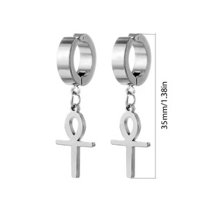 <b>Clip</b>-<b>on</b> <b>Earrings</b> Cross Pendant Zinc Alloy Black Silver Gold Color For Non-Pierced Ears Unisex Student Fashion Jewelry - Product Image 2