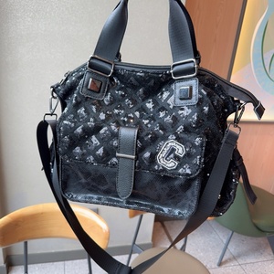 Sac à bandoulière pour femme à paillettes, grande capacité, sac de voyage, sac fourre-tout, sac de moto en cuir personnalisé, sac à main scintillant pour femme - Product Image 5