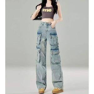 بنطلون جينز وملابس عمل بجيوب كبيرة بنطلون جينز رقص الشوارع جينز فضفاض كلاسيكي متعدد الجيوب - Product Image 3