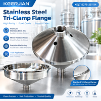 Réducteur conique sanitaire personnalisé 286 mm Tri-Clamp avec trou de 15 mm et filetage BSP de 1 pouce