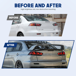 Hcmotionz <span class=keywords><strong>ไฟ</strong></span><span class=keywords><strong>ท้าย</strong></span> LED สำหรับ Mitsubishi <span class=keywords><strong>Lancer</strong></span> 2008-2017 EVO X smok/ Red โคมไฟหลังประกอบ DRL Start-up ใหม่ - Product Image 6