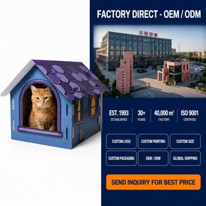 Casetta per Gatti in Stile Cottage, in Cartone, Interno Spazioso e Accogliente, Porta ad Arco, Tetto a Scatola, per Gatti Adulti, Fornitura all'Ingrosso dalla Fabbrica - Product Image 6