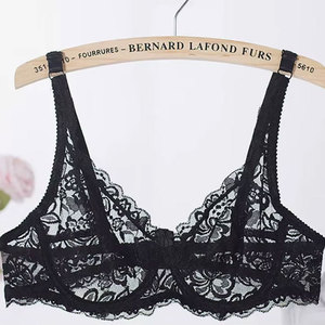 <span class=keywords><strong>Sujetador</strong></span> de encaje floral bordado de nailon con aros de acero, transparente, ultrafino, transpirable y cómodo, con copas de talla <span class=keywords><strong>grande</strong></span> para mujer. - Product Image 5