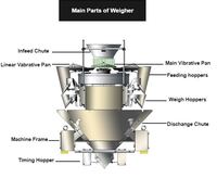 Machine d'emballage alimentaire électronique à plusieurs têtes de pesage, ligne de remplissage, scellage, étiquetage et bouchage de sachets de granulés d'arachides