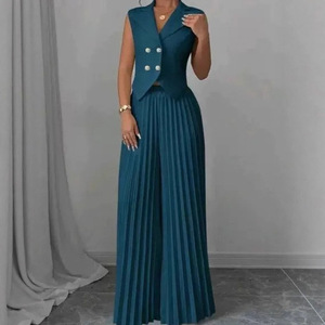 Conjunto de Dos Piezas para Mujer, Chaleco y Pantalones, Color Blanco Sólido, Traje Casual, Tallas SMLXLXXL, Origen Transfronterizo Europa, América, Sudeste Asiático - Product Image 4