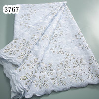 Tissu en dentelle de coton autrichien 3767, tissu en dentelle suisse africaine, voile, tissu en dentelle nigérian pour femmes, matériaux de couture, accessoires