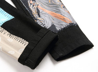 Pantalon en jean noir délavé pour homme, avec patchs déchirés, broderie, rivets, style hip-hop, streetwear, respirant, pour les fêtes