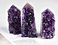 Torre de Cristal de Amatista Natural, Adorno de Cristal Morado, Coleccionable de Escritorio, Decoración para el Hogar