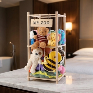 Organizzatore Giocattoli Multifunzione in Legno a Forma di <span class=keywords><strong>Ponte</strong></span> per Bambini con Elastici |   Contenitore Compatto Color Noce per Sala Giochi - Product Image 6
