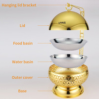 Luxuriöses Gold-Hochzeits-Catering-Geschirrset Buffet-Speisenwärmer Chafing Dish für Restaurant- und Hotelbedarf