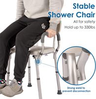 Tabouret de bain senior avec surface antidérapante chaise de douche réglable pour salle de bain sécurité dossier accoudoir équipement de soutien