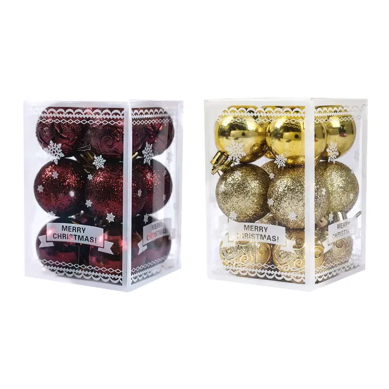 Enfeites De Bola De Natal 4cm Red Gold Christmas Ball Árvore Pendurado Pingentes Decoração Glitter 12 Pcs Bola De Natal Baubles Set