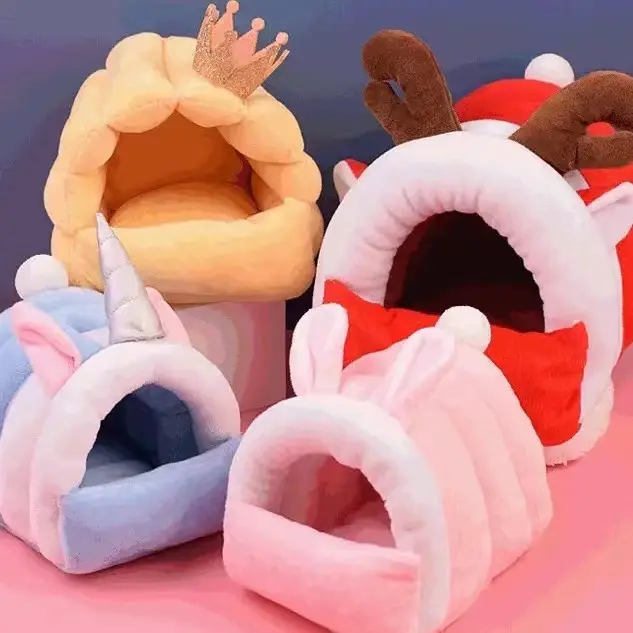 Neues Design Weihnachten Kleintier zubehör Niedliches weiches gemütliches Kaninchen käfig bett Pet Bunny Cave Bed